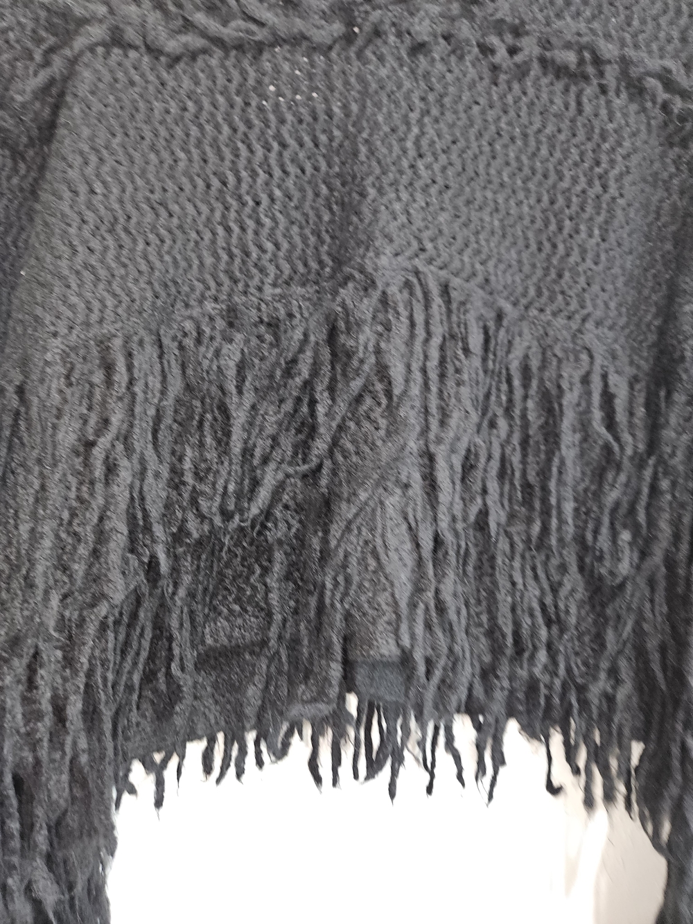 Touche Prive Black Fringe Knit Women's Sweater Cardigan Tie Front OSFM Medium - Picture 13 of 15